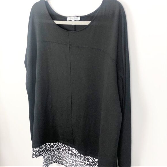 OLIVIA SKY | Black/White Split Back Women’s Plus Size 2X Top - Picture 2 of 7